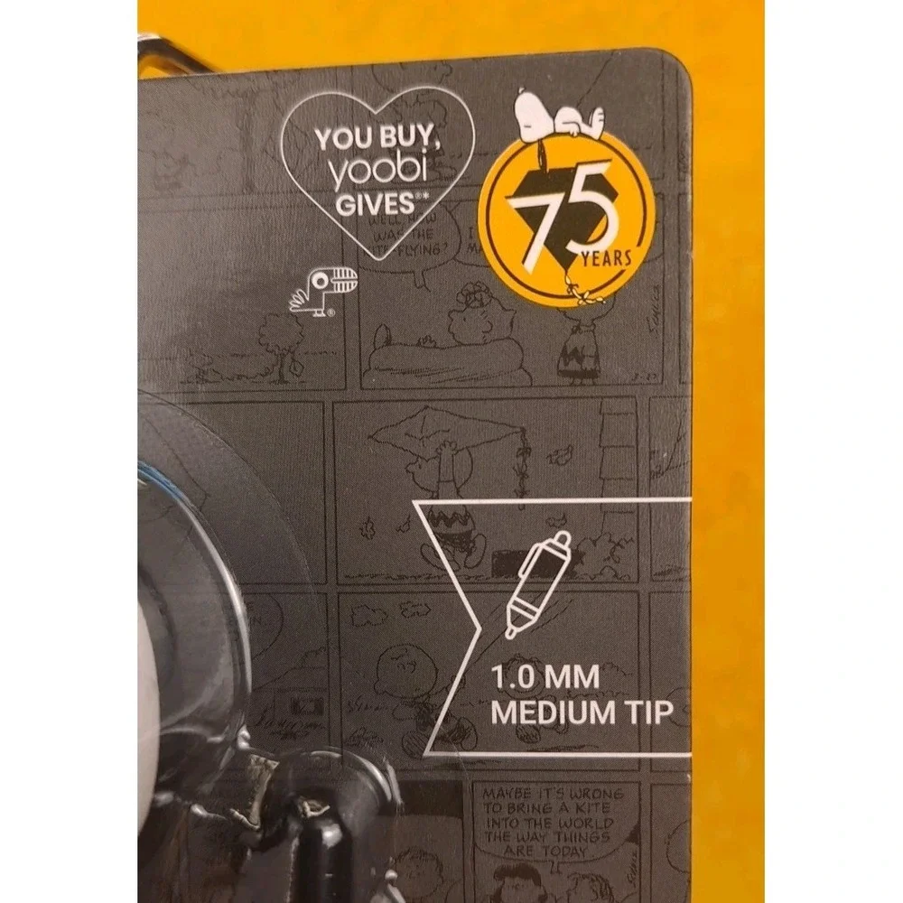 Peanuts Yoobi 2 Pack Ballpoint Black Pens 1.mm‎ Medium Tip Snoopy Charlie Brown